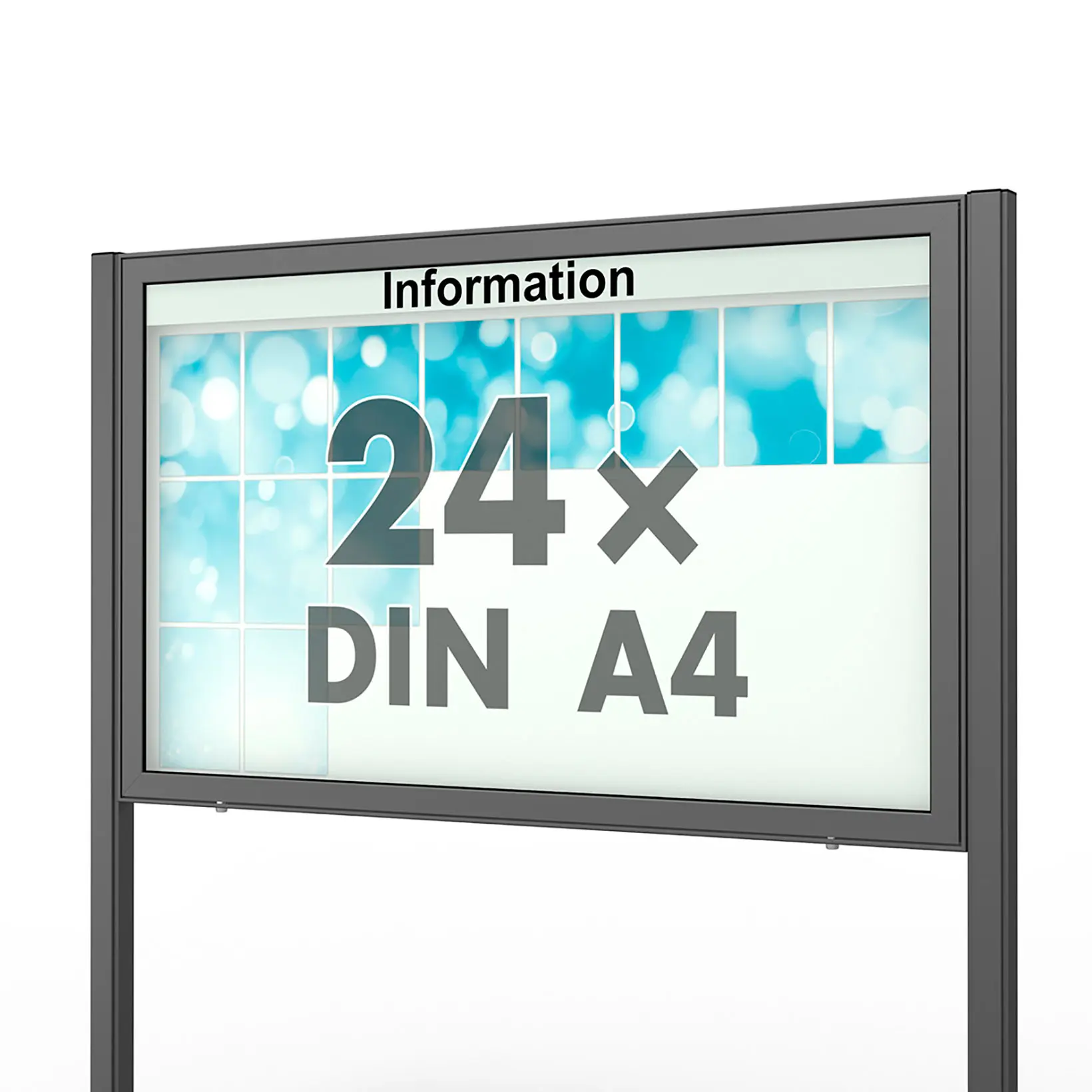 24 x DIN A4 Schaukasten Planus - mit Standbeinen - DB 703 (anthrazit)